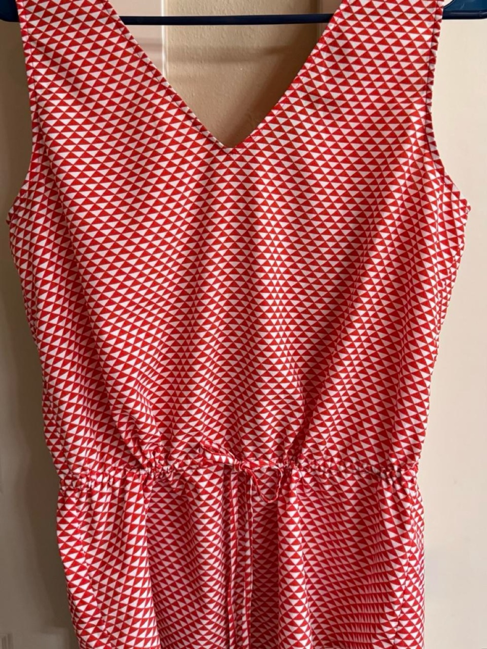 Banana Republic Red & White Geometric Sleeveless Tunic